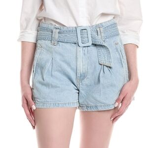 Blank NYC Blue High Waist Denim Shorts with Belt